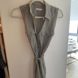 Equipment Silk Collared, Button-Down Dress - Size XS, Green/White Pattern